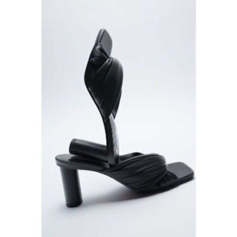 ZARA Quilted Black Leather Mules